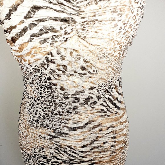 Strapless Animal Print Halter Dress Size L - Picture 3 of 4